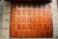 Wooden multi-paneled door in Lahic village in Azerbaijan